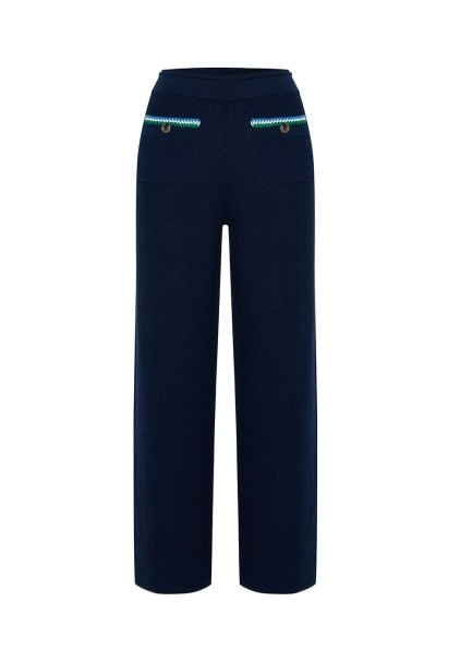 NAVY ORGANIC MERSERISE COTTON KNIT PANTS - 6