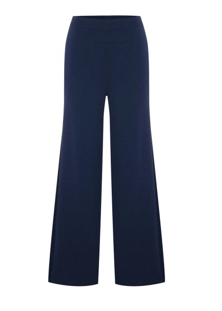 NAVY RIBBED DETAILED KNIT PANTS - 6