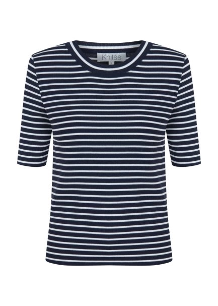NAVY WHITE STRIPED KNIT TOP - 6