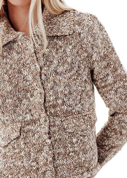 Neps Knit Shine Button Beige Jacket - 4