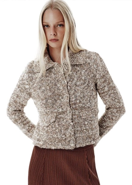Neps Knit Shine Button Beige Jacket - 3