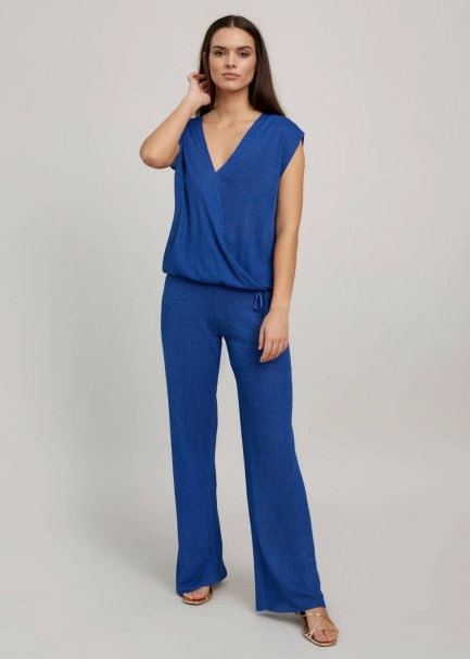 Ocean Blue V Neck Wrap Knit Top - 2