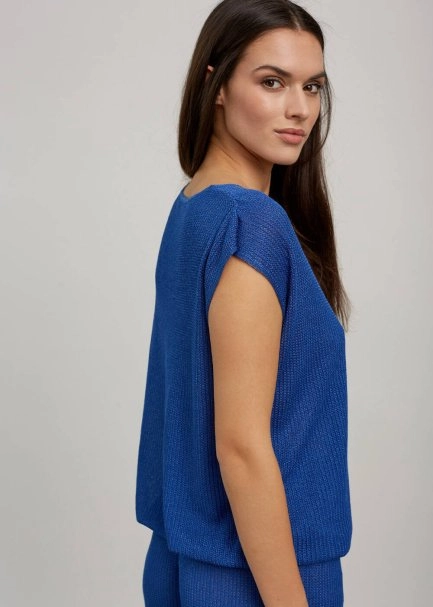Ocean Blue V Neck Wrap Knit Top - 7