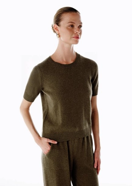 OLIVESTONE CASHMERE KNIT TOP - 4