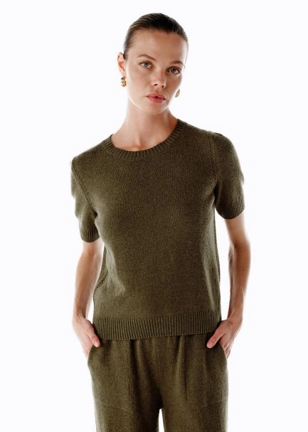 OLIVESTONE CASHMERE KNIT TOP - 1