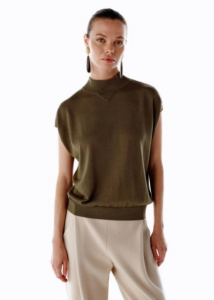 OLIVESTONE MERINO WOOL BLEND KNIT TOP - 1