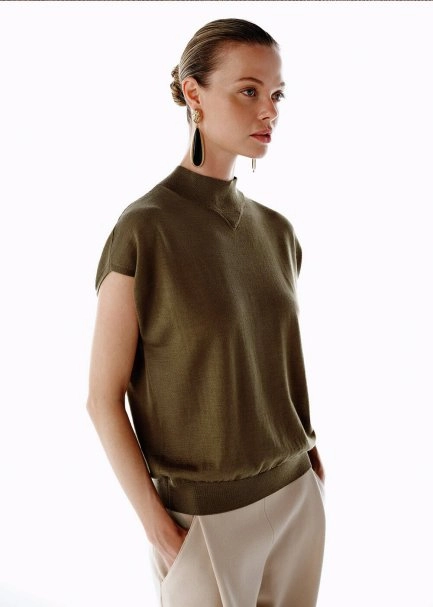 OLIVESTONE MERINO WOOL BLEND KNIT TOP - 4