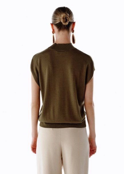 OLIVESTONE MERINO WOOL BLEND KNIT TOP - 5