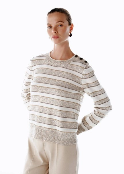 Omuz Düğme Detaylı Triko - 1