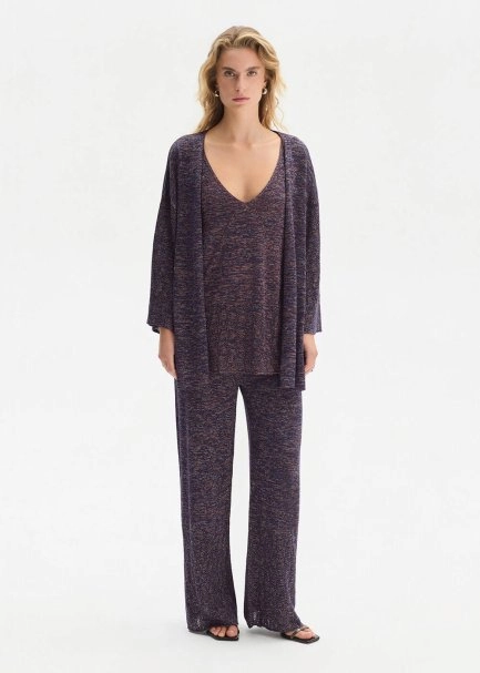 Önden Bağlamalı Mor Triko Hırka - 2