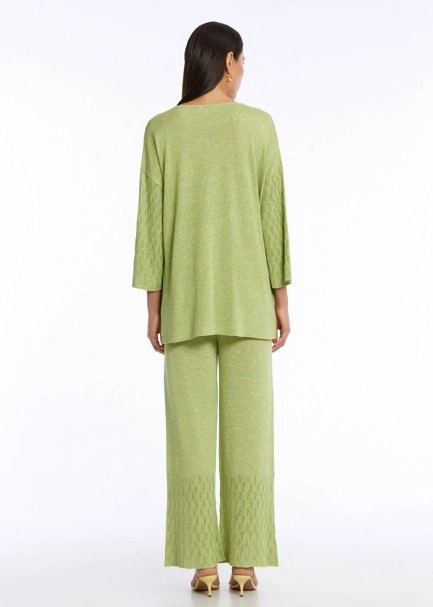 Önden Bağlamalı Yeşil Triko Hırka - 7