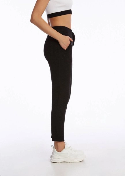 ORGANIC COTTON BLACK KNIT PANTS - 3