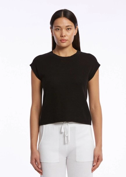 ORGANIC COTTON BLACK KNIT TOP - 1