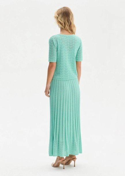 ORGANIC COTTON BLEND AQUA KNIT CARDIGAN - 5