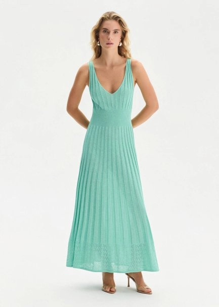 ORGANIC COTTON BLEND AQUA KNIT DRESS - 1