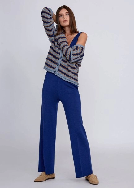 Organic Cotton Blend Blue Camel Knit Top - 2