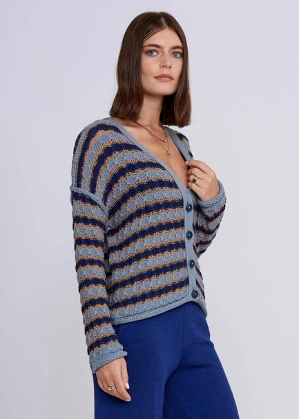 Organic Cotton Blend Blue Camel Knit Top - 4