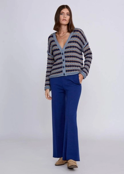 Organic Cotton Blend Blue Camel Knit Top - 5