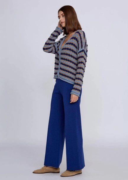 Organic Cotton Blend Blue Camel Knit Top - 6