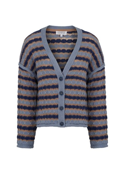 Organic Cotton Blend Blue Camel Knit Top - 8