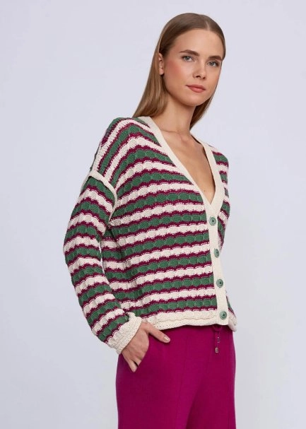 Organic Cotton Blend Jade Ecru Knit Top - 4