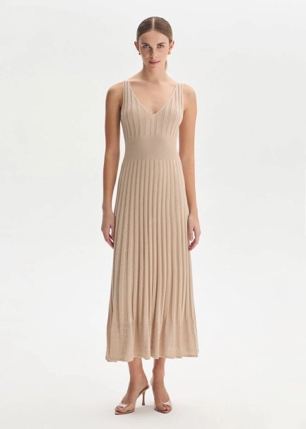 ORGANIC COTTON BLEND SAND KNIT DRESS - 1