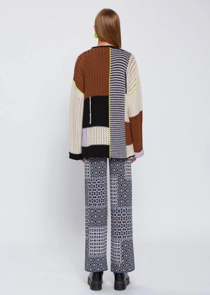 ORGANIC COTTON COLOR BLOCK KNIT CARDIGAN - 5