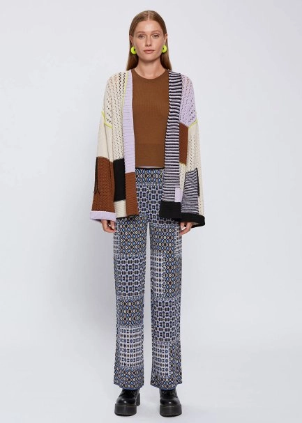 ORGANIC COTTON COLOR BLOCK KNIT CARDIGAN - 2