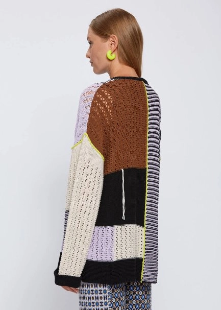 ORGANIC COTTON COLOR BLOCK KNIT CARDIGAN - 4