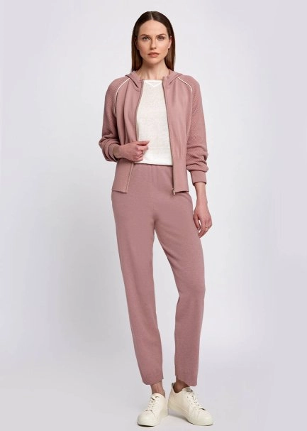 Organic Cotton Contrast Piping Detail Lilac Knit Jacket - 2