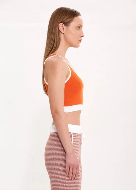 ORGANIC COTTON CROP APRICOT KNIT TOP - 4