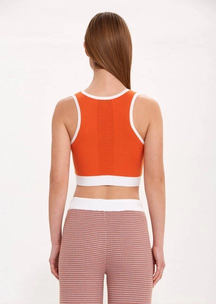 ORGANIC COTTON CROP APRICOT KNIT TOP - 5