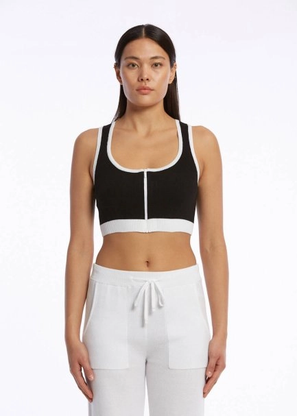 ORGANIC COTTON CROP BLACK KNIT TOP - 1