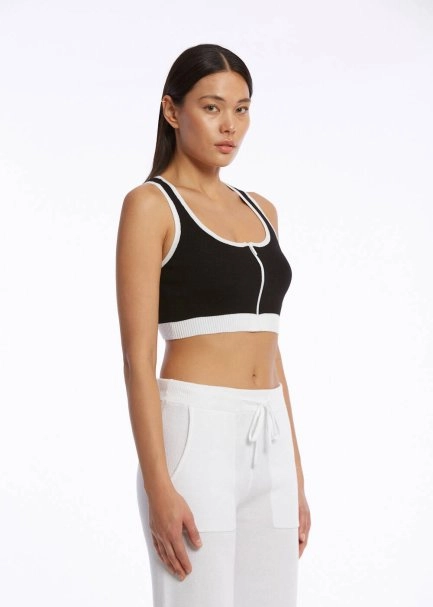 ORGANIC COTTON CROP BLACK KNIT TOP - 3