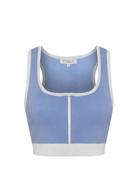 ORGANIC COTTON CROP CORNFLOWER KNIT TOP - 6