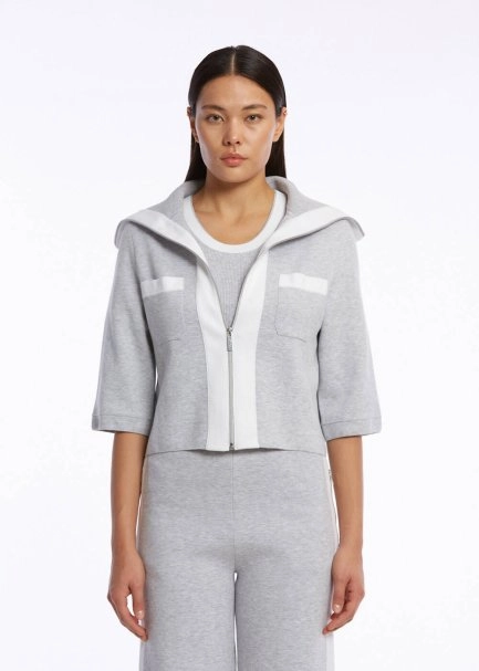 ORGANIC COTTON GREY WHITE KNIT JACKET - 1