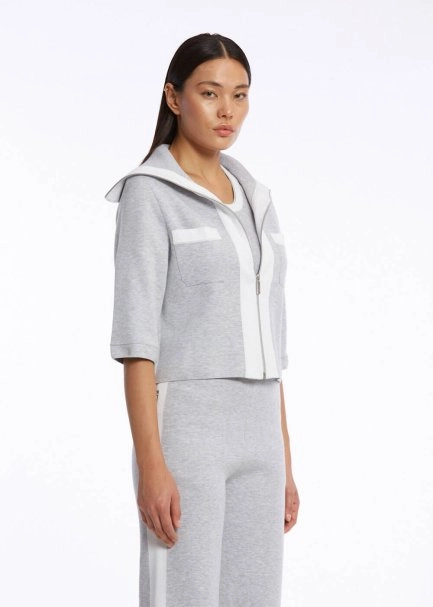 ORGANIC COTTON GREY WHITE KNIT JACKET - 3