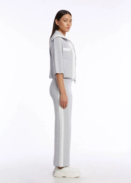 ORGANIC COTTON GREY WHITE KNIT JACKET - 4