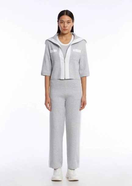 ORGANIC COTTON GREY WHITE KNIT JACKET - 2