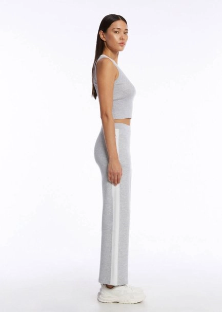 ORGANIC COTTON GREY WHITE KNIT PANTS - 4