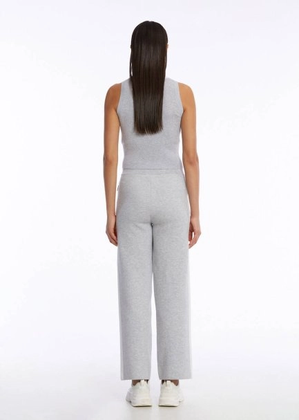 ORGANIC COTTON GREY WHITE KNIT PANTS - 5