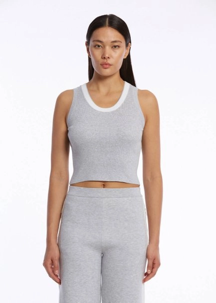 ORGANIC COTTON GREY WHITE KNIT TOP - 1