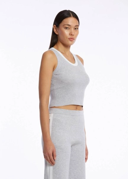 ORGANIC COTTON GREY WHITE KNIT TOP - 3