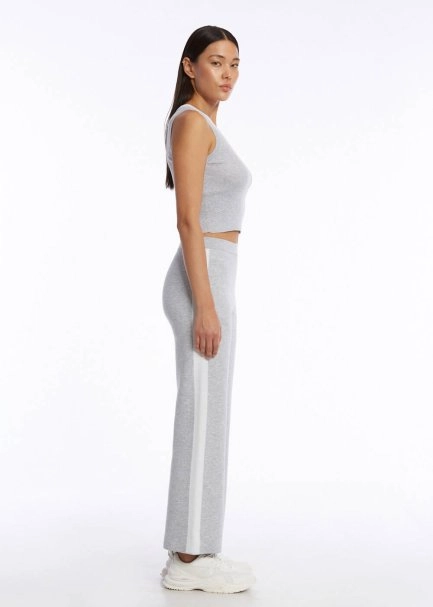 ORGANIC COTTON GREY WHITE KNIT TOP - 4