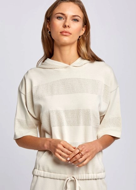 Organic Cotton Hooded Beige Knit Sweater - 6