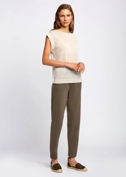 Organic Cotton Khaki Knit Pants - 2