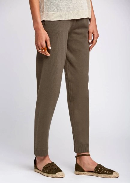 Organic Cotton Khaki Knit Pants - 4