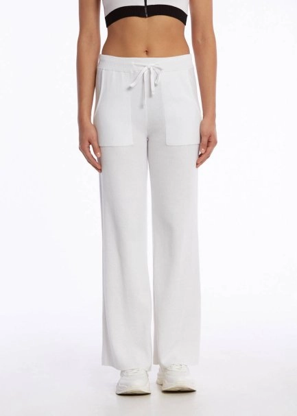 ORGANIC COTTON KNIT PANTS WHITE - 1