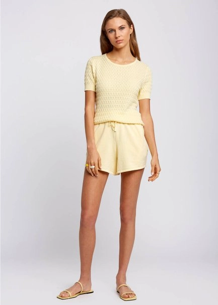 Organic Cotton Lemon Mini Knit Shorts - 5