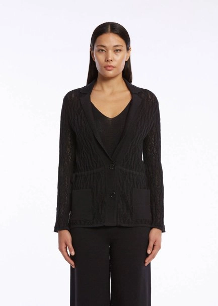 ORGANIC COTTON LINEN BLACK KNIT JACKET - 1